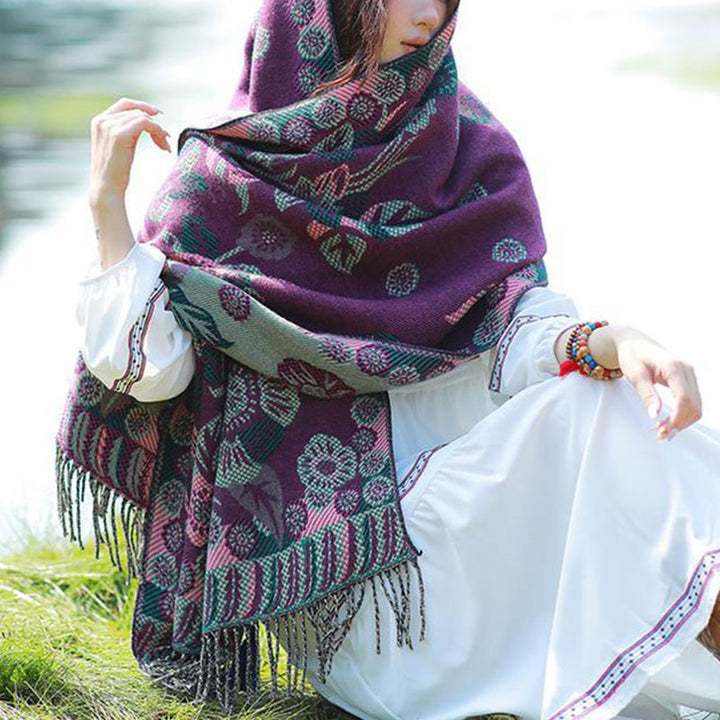 Buddha Stones, motivo tibetano, sciarpa da viaggio avvolgente - image 18