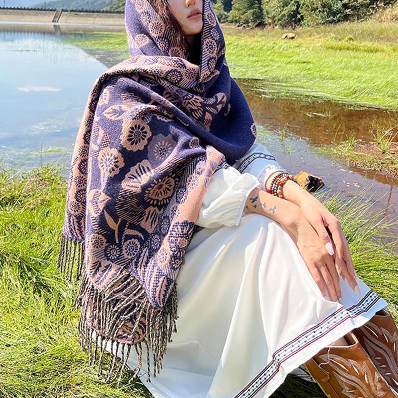 Buddha Stones, motivo tibetano, sciarpa da viaggio avvolgente - image 39