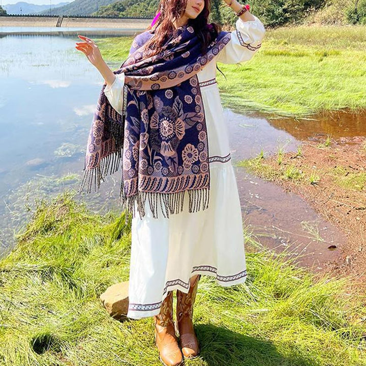 Buddha Stones, motivo tibetano, sciarpa da viaggio avvolgente - image 37