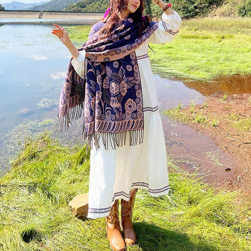 Buddha Stones, motivo tibetano, sciarpa da viaggio avvolgente - image 37