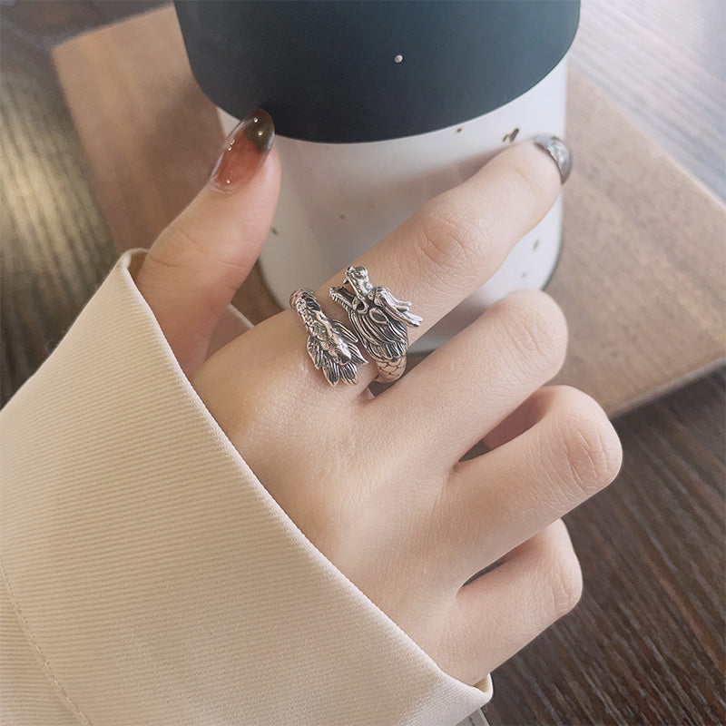 Anello regolabile in metallo con Buddha Stones in argento sterling 925, anno del drago, fortuna e forza - image 7