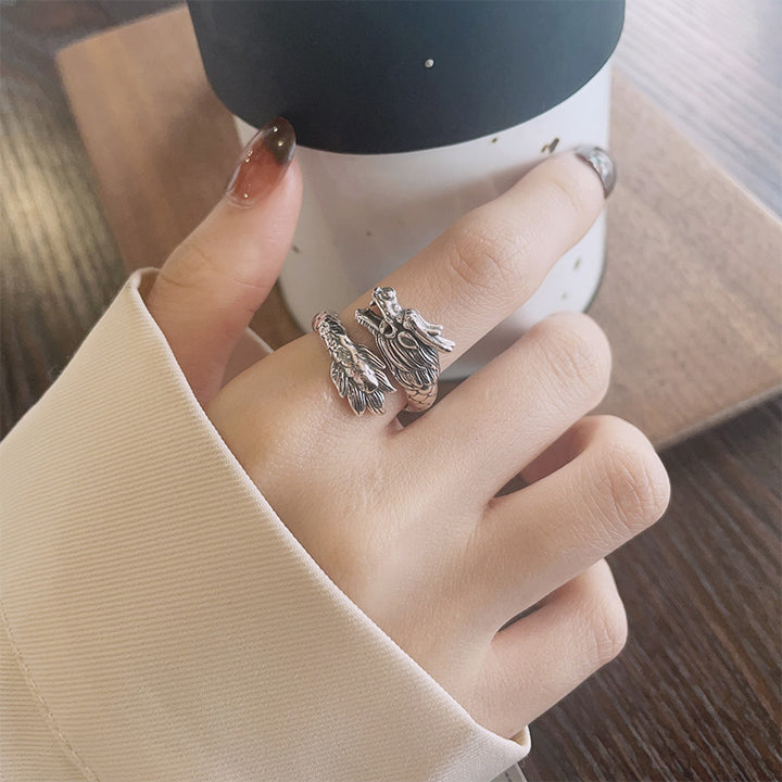 Anello regolabile in metallo con Buddha Stones in argento sterling 925, anno del drago, fortuna e forza - image 7