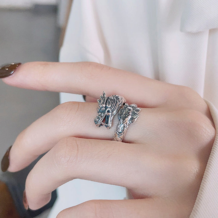 Anello regolabile in metallo con Buddha Stones in argento sterling 925, anno del drago, fortuna e forza
