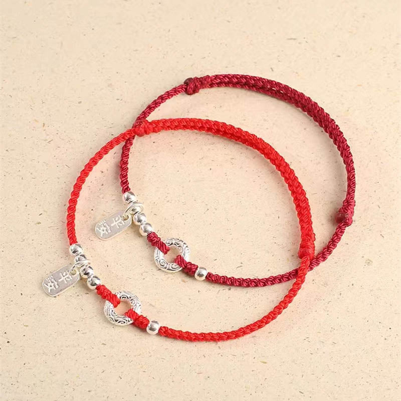 Buddha Stones 925 Sterling Silver Nuvole di Buon Auspicio Pace Fibbia Sano E Sano Bracciale Cavigliera - image 1
