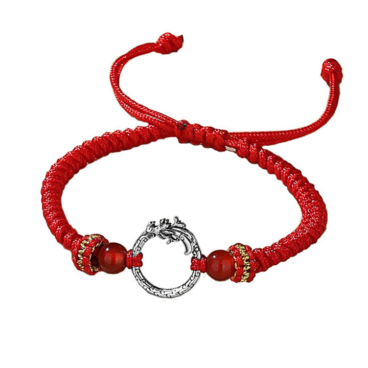 Braccialetto di coppia con fibbia della pace e fortuna dell'anno del drago e della fenice, fatto a mano in argento sterling 925 , Buddha Stones
