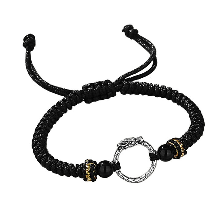 Braccialetto di coppia con fibbia della pace e fortuna dell'anno del drago e della fenice, fatto a mano in argento sterling 925 , Buddha Stones