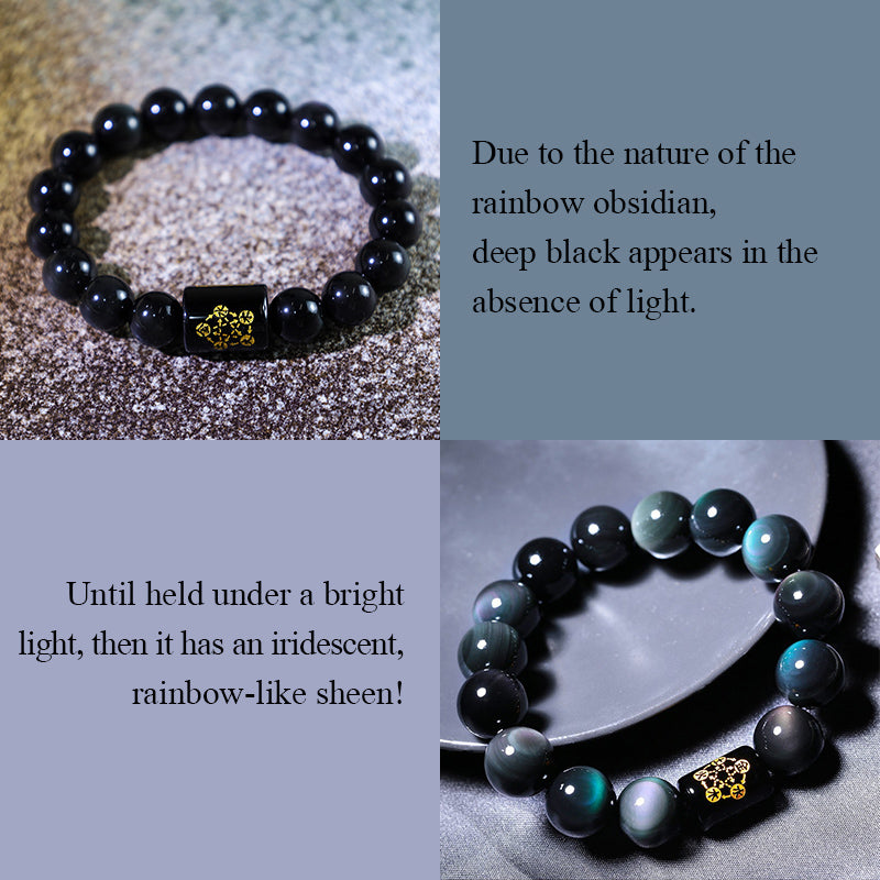 Bracciale Buddha Stones Natural Rainbow Obsidian Positive Transformation