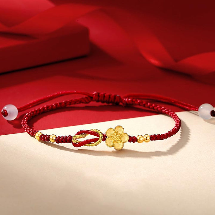 Braccialetto portafortuna in argento sterling 925 con fiori di ciliegio, sakura e calcedonio, fatto a mano , Buddha Stones