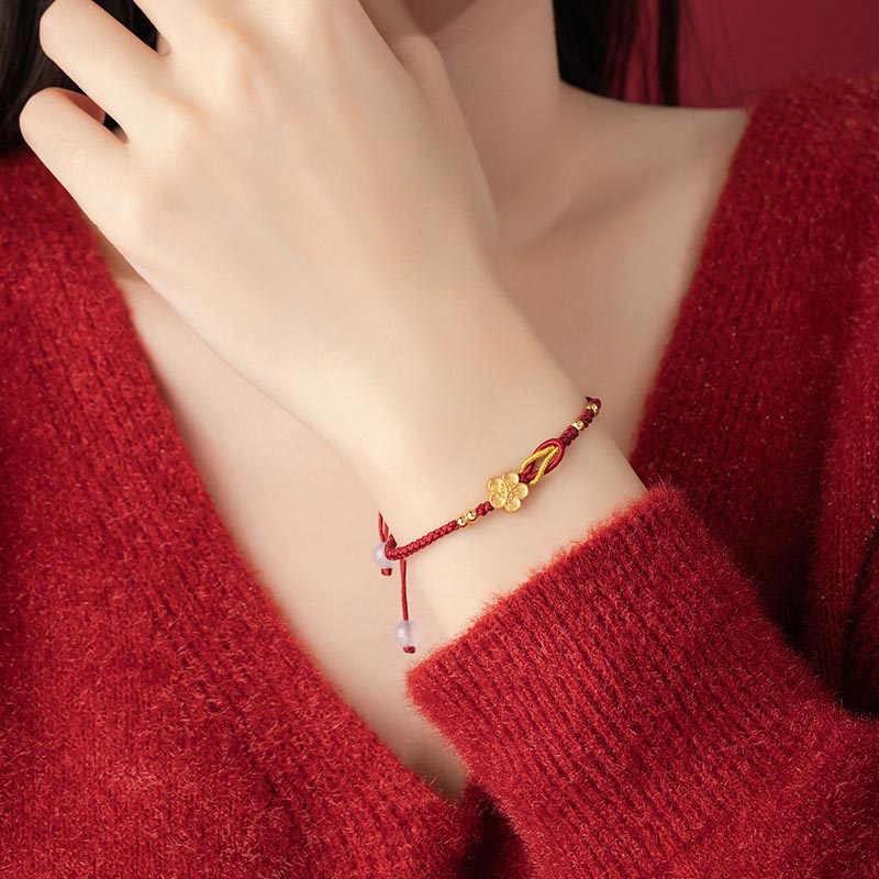 Braccialetto portafortuna in argento sterling 925 con fiori di ciliegio, sakura e calcedonio, fatto a mano , Buddha Stones - image 4