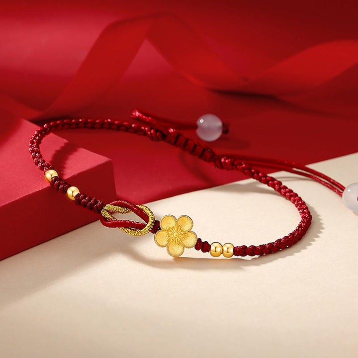 Braccialetto portafortuna in argento sterling 925 con fiori di ciliegio, sakura e calcedonio, fatto a mano , Buddha Stones