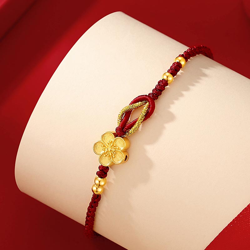 Braccialetto portafortuna in argento sterling 925 con fiori di ciliegio, sakura e calcedonio, fatto a mano , Buddha Stones - image 1