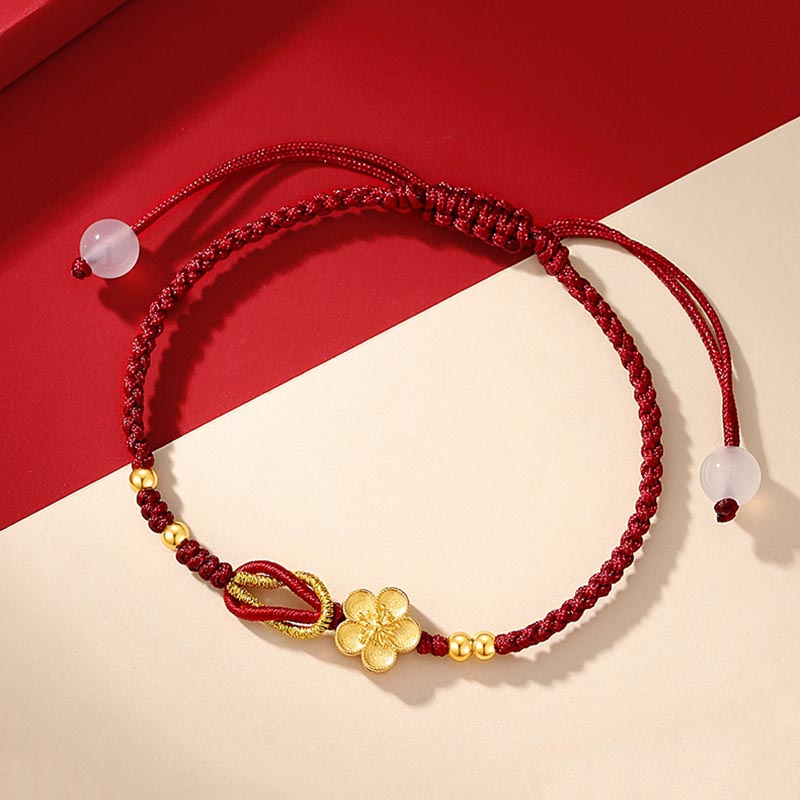 Braccialetto portafortuna in argento sterling 925 con fiori di ciliegio, sakura e calcedonio, fatto a mano , Buddha Stones