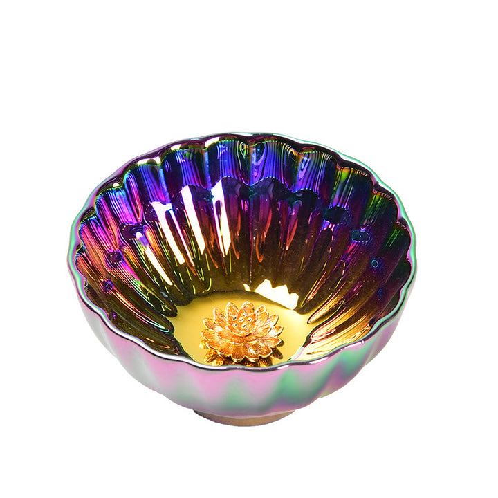 Buddha Stones Loto Pavone Intarsiato Multicolore Cinese Jianzhan Tazza da Tè in Ceramica Tazza da Tè Kung Fu