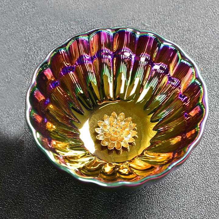 Buddha Stones Loto Pavone Intarsiato Multicolore Cinese Jianzhan Tazza da Tè in Ceramica Tazza da Tè Kung Fu