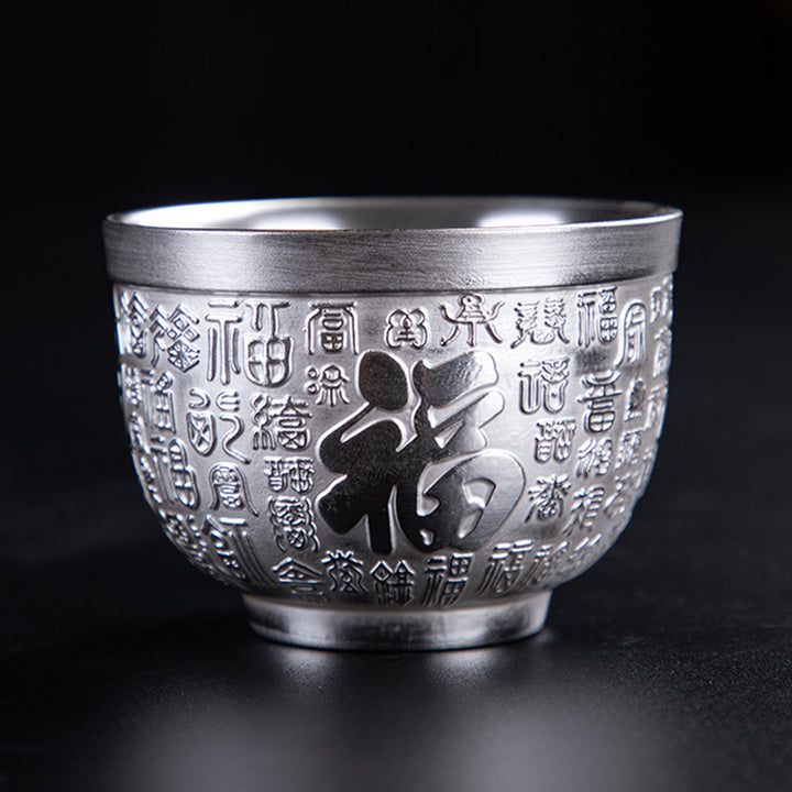 Buddha Stones Fu Character Drago Fenice Cavallo Koi Pesce Tazza da tè in ceramica Tazza da tè Kung Fu