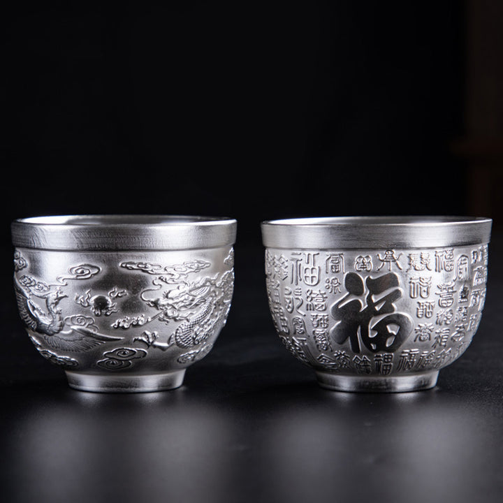Buddha Stones Fu Character Drago Fenice Cavallo Koi Pesce Tazza da tè in ceramica Tazza da tè Kung Fu