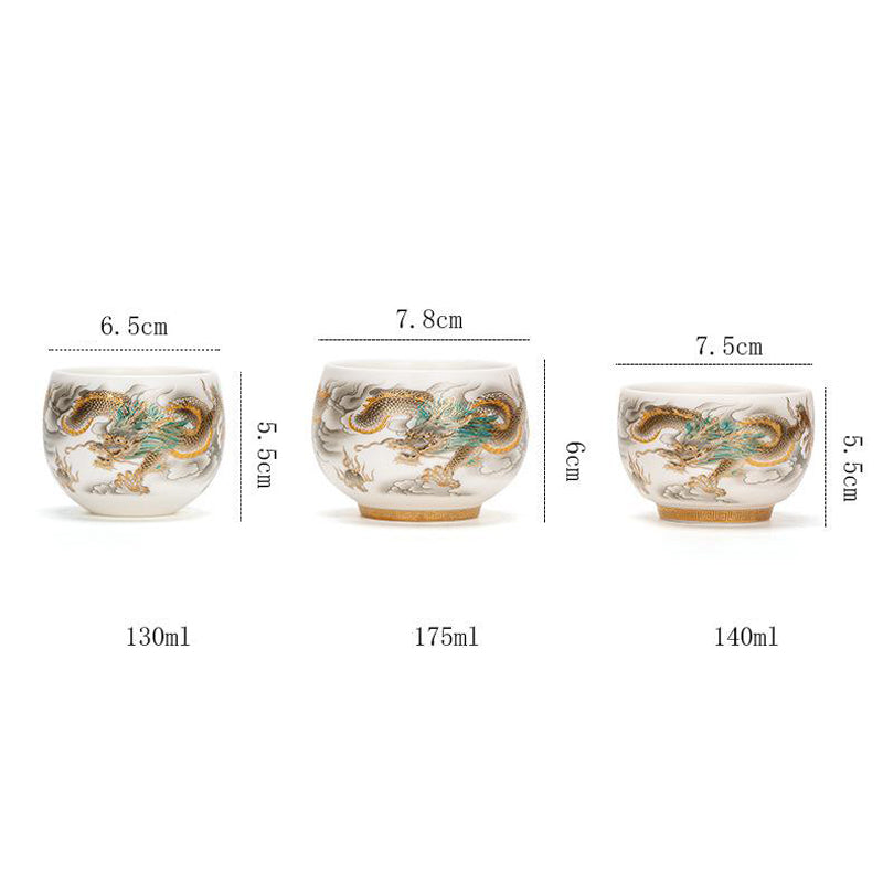 Buddha Stones Drago Fenice Nuvole di Buon Auspicio Tazza da Tè in Ceramica Tazza da Tè Kung Fu con Scatola Regalo