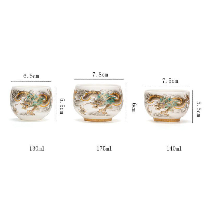 Buddha Stones Drago Fenice Nuvole di Buon Auspicio Tazza da Tè in Ceramica Tazza da Tè Kung Fu con Scatola Regalo