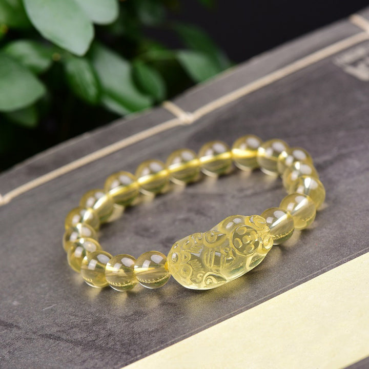 Braccialetto della ricchezza PiXiu Citrine FengShui Buddha Stones