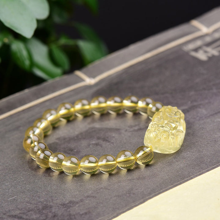 Braccialetto della ricchezza PiXiu Citrine FengShui Buddha Stones