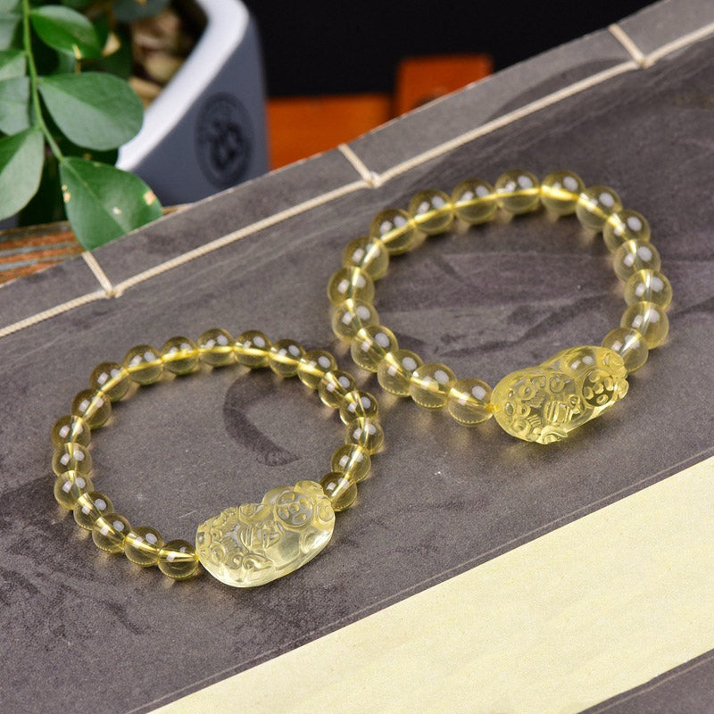 Braccialetto della ricchezza PiXiu Citrine FengShui Buddha Stones