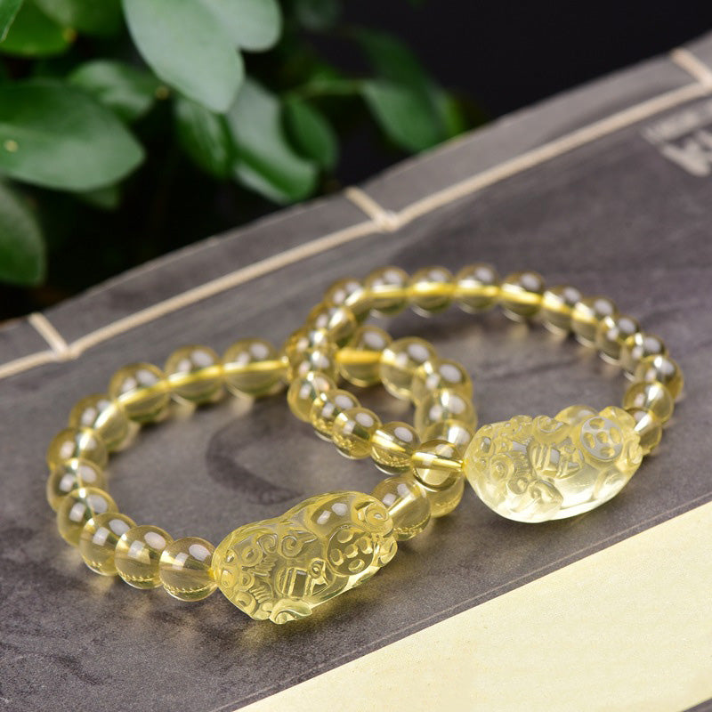 Braccialetto della ricchezza PiXiu Citrine FengShui Buddha Stones