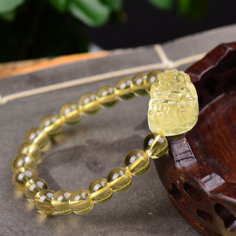 Braccialetto della ricchezza PiXiu Citrine FengShui Buddha Stones