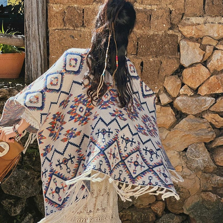 Buddha Stones tibetano con motivo geometrico a righe, invernale, comodo da viaggio, lavorato a maglia - image 5