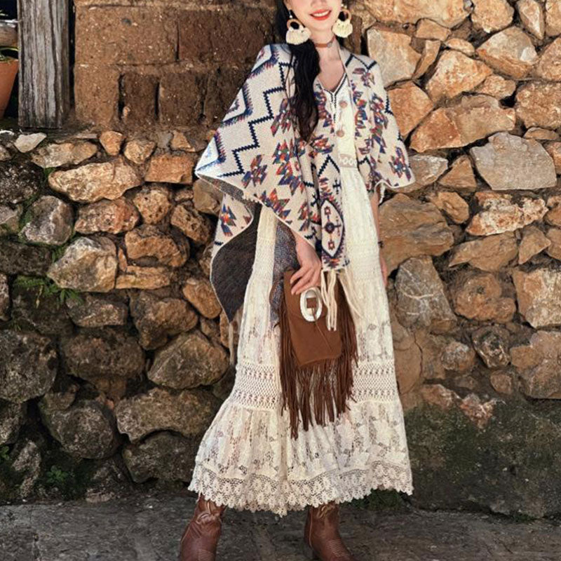 Buddha Stones tibetano con motivo geometrico a righe, invernale, comodo da viaggio, lavorato a maglia - image 6