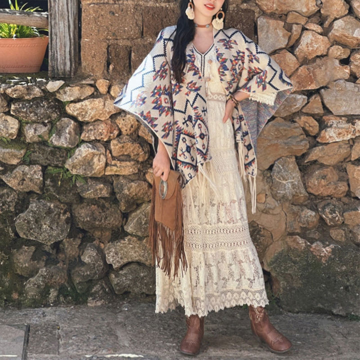 Buddha Stones tibetano con motivo geometrico a righe, invernale, comodo da viaggio, lavorato a maglia - image 7