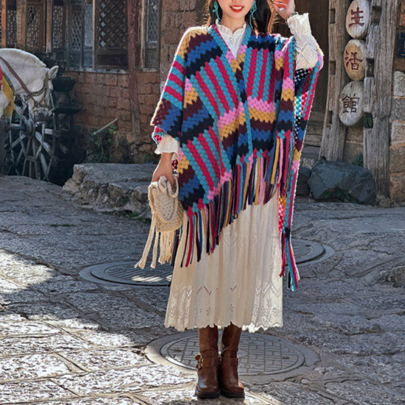 Scialle tibetano Buddha Stones , motivo intrecciato, colore caramella, invernale, comodo da viaggio, lavorato a maglia, con nappe - image 8