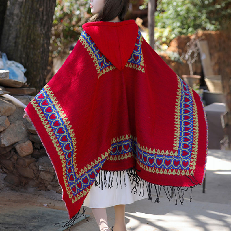 Buddha Stones, rosso, cuore, nappa, mantello con cappuccio, sciarpa da viaggio invernale e accogliente - image 4