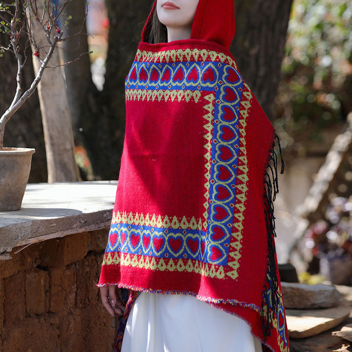 Buddha Stones, rosso, cuore, nappa, mantello con cappuccio, sciarpa da viaggio invernale e accogliente - image 8