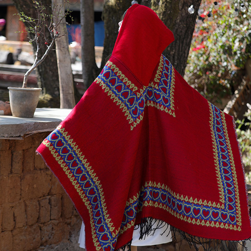 Buddha Stones, rosso, cuore, nappa, mantello con cappuccio, sciarpa da viaggio invernale e accogliente - image 6