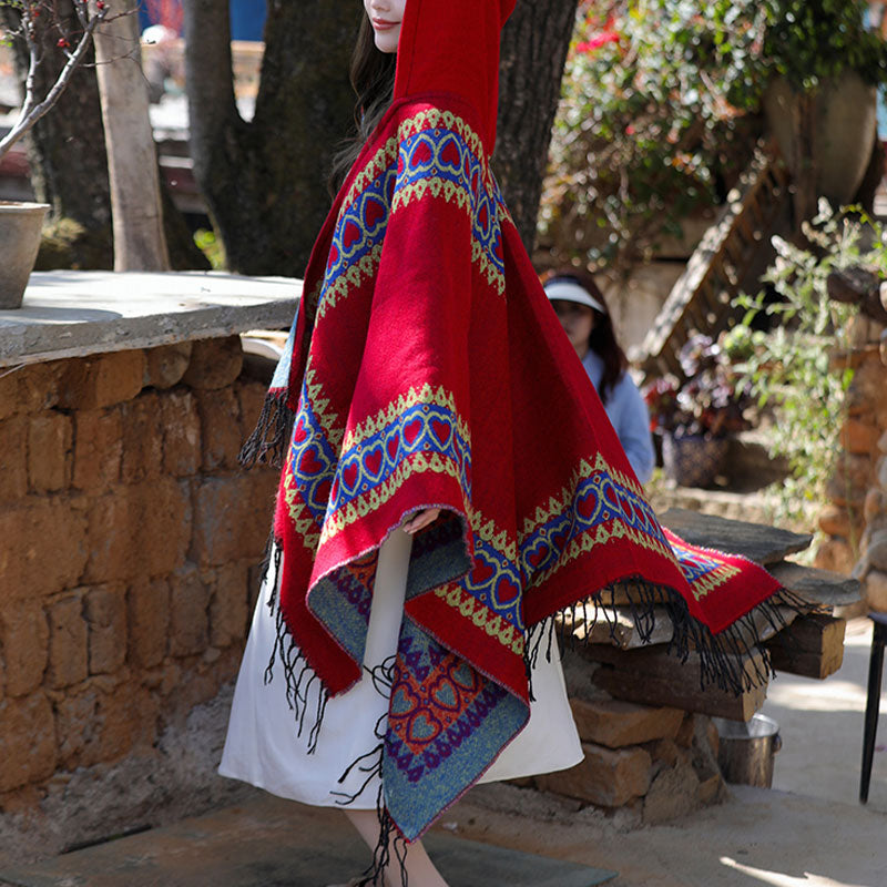 Buddha Stones, rosso, cuore, nappa, mantello con cappuccio, sciarpa da viaggio invernale e accogliente - image 11