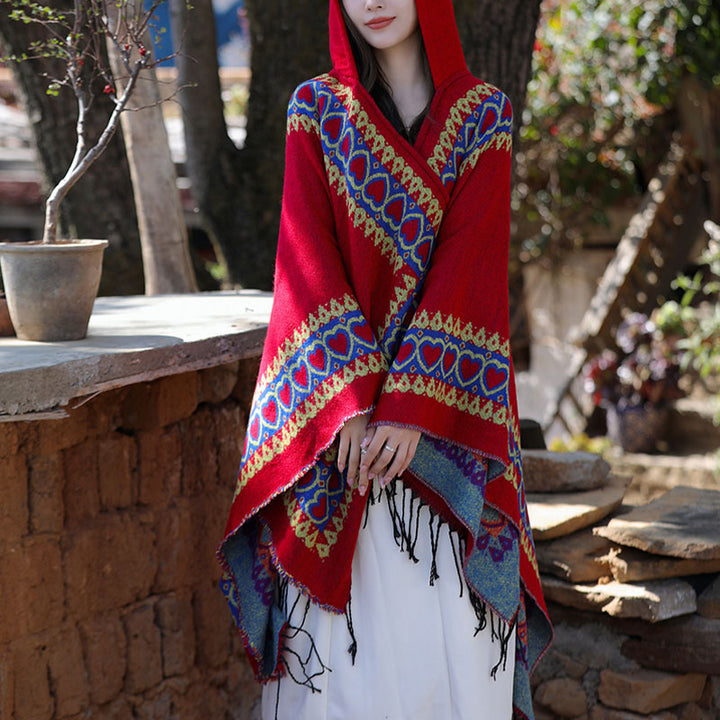 Buddha Stones, rosso, cuore, nappa, mantello con cappuccio, sciarpa da viaggio invernale e accogliente - image 13