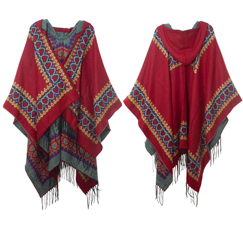 Buddha Stones, rosso, cuore, nappa, mantello con cappuccio, sciarpa da viaggio invernale e accogliente