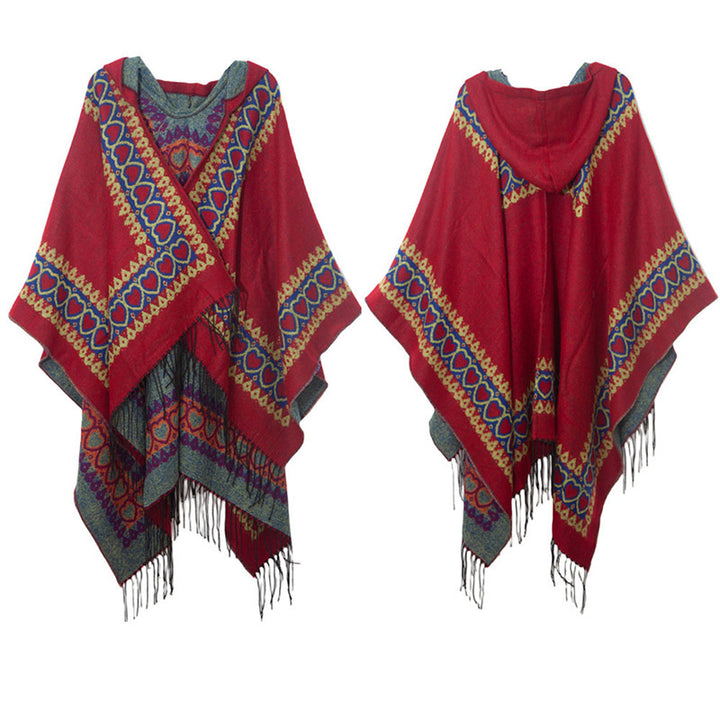 Buddha Stones, rosso, cuore, nappa, mantello con cappuccio, sciarpa da viaggio invernale e accogliente