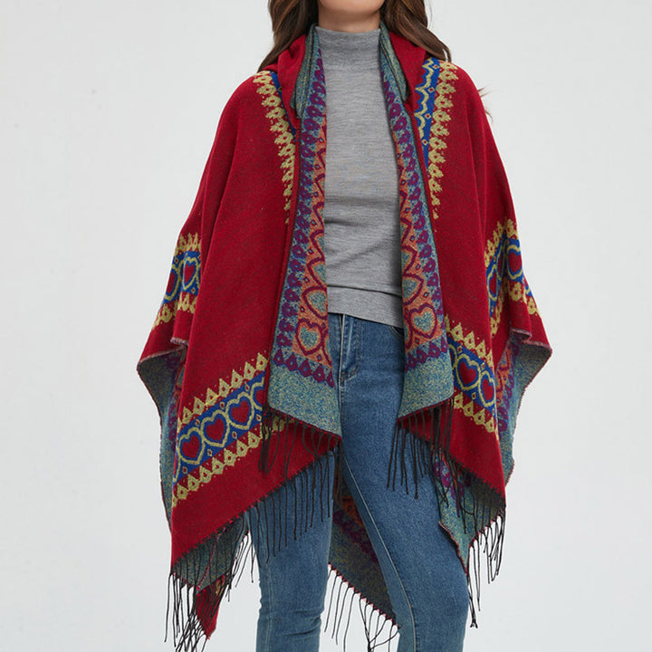 Buddha Stones, rosso, cuore, nappa, mantello con cappuccio, sciarpa da viaggio invernale e accogliente - image 16