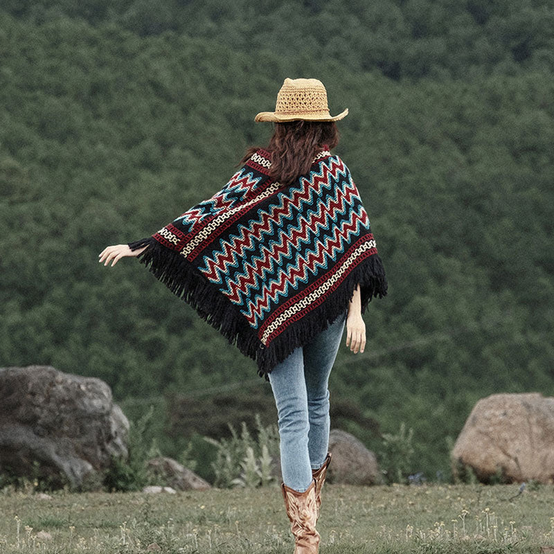 Scialle tibetano Buddha Stones , a righe, lavorato a maglia, con nappe, maglione, sciarpa invernale da viaggio