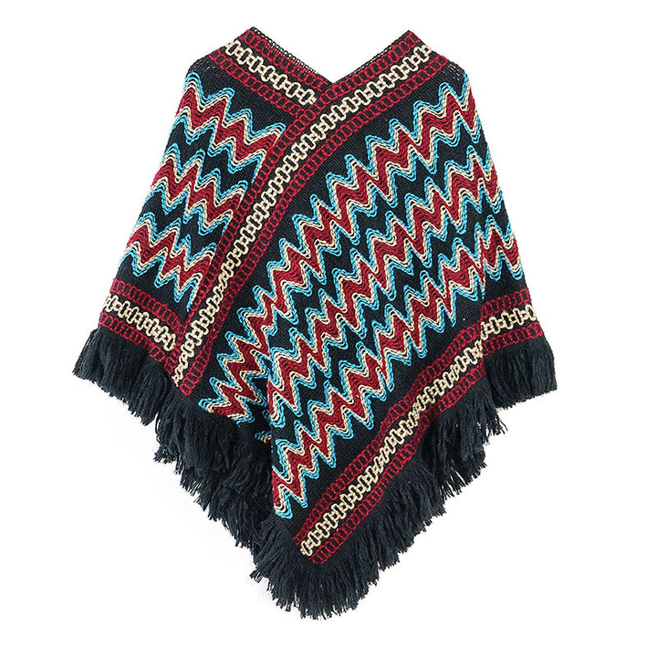 Scialle tibetano Buddha Stones , a righe, lavorato a maglia, con nappe, maglione, sciarpa invernale da viaggio