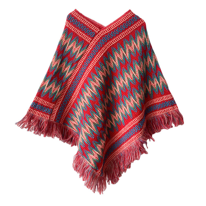 Scialle tibetano Buddha Stones , a righe, lavorato a maglia, con nappe, maglione, sciarpa invernale da viaggio