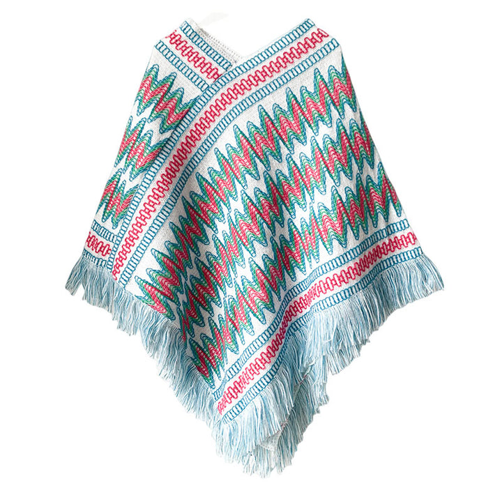 Scialle tibetano Buddha Stones , a righe, lavorato a maglia, con nappe, maglione, sciarpa invernale da viaggio