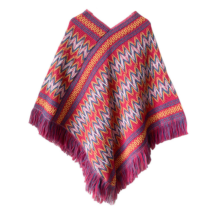 Scialle tibetano Buddha Stones , a righe, lavorato a maglia, con nappe, maglione, sciarpa invernale da viaggio