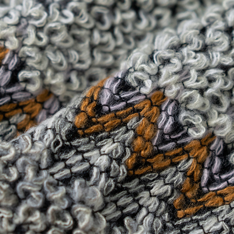 Scialle tibetano Buddha Stones, grigio, marrone, a righe, lavorato a maglia, con nappe, invernale, comodo, da viaggio - image 11