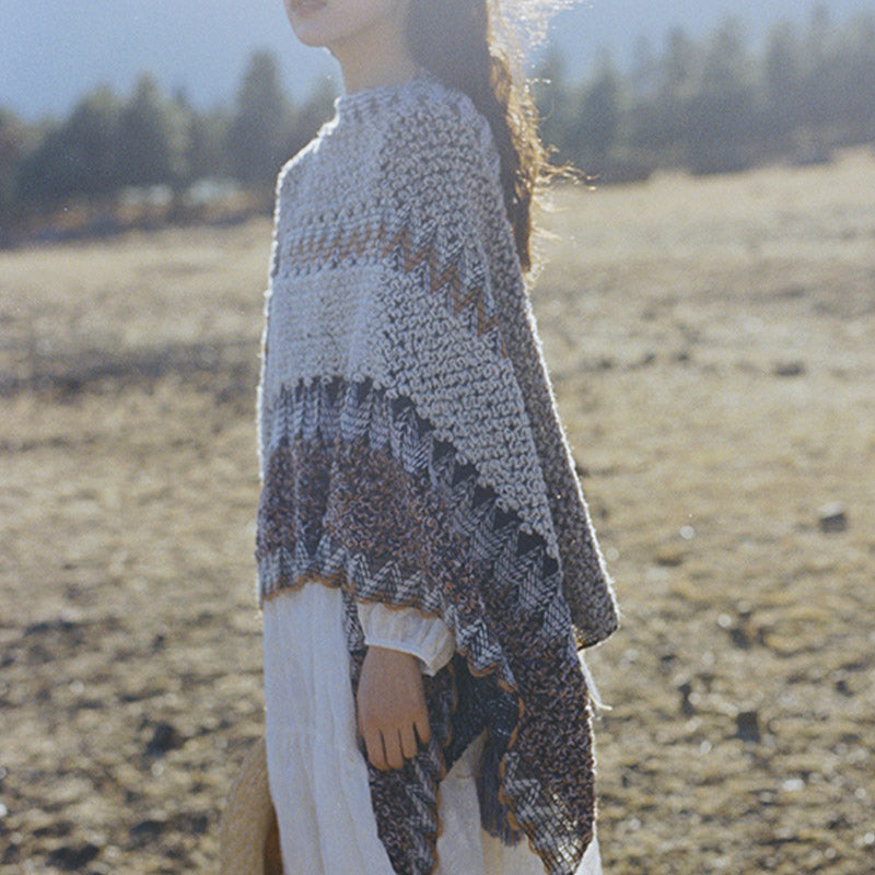 Scialle tibetano Buddha Stones, grigio, marrone, a righe, lavorato a maglia, con nappe, invernale, comodo, da viaggio - image 6