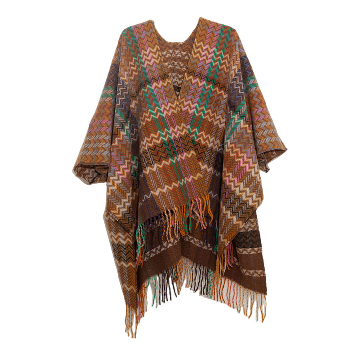Scialle tibetano con Buddha Stones , nappe colorate, linea ondulata, sciarpa da viaggio invernale e accogliente
