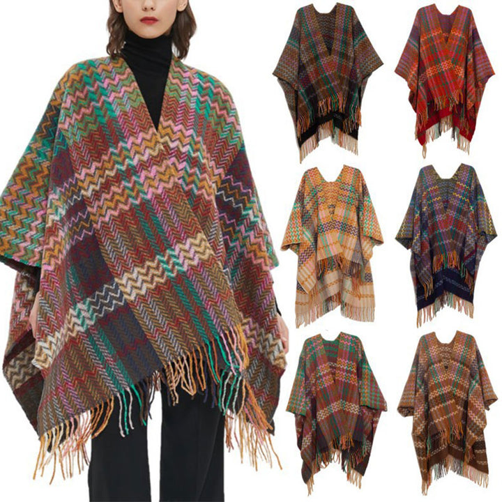 Scialle tibetano con Buddha Stones , nappe colorate, linea ondulata, sciarpa da viaggio invernale e accogliente