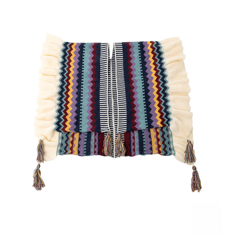 Scialle tibetano Buddha Stones, colorato, a righe, con nappe, avvolgente, invernale, comodo, da viaggio - image 9