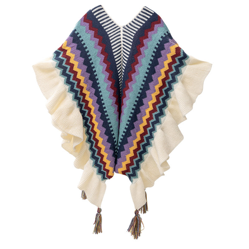 Scialle tibetano Buddha Stones, colorato, a righe, con nappe, avvolgente, invernale, comodo, da viaggio - image 2